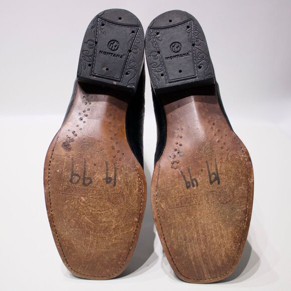 VTG Montana Genuine Ostrich Skin Western Boots Burgundy Brown Men 10.5EE X-Wide - Picture 13 of 16